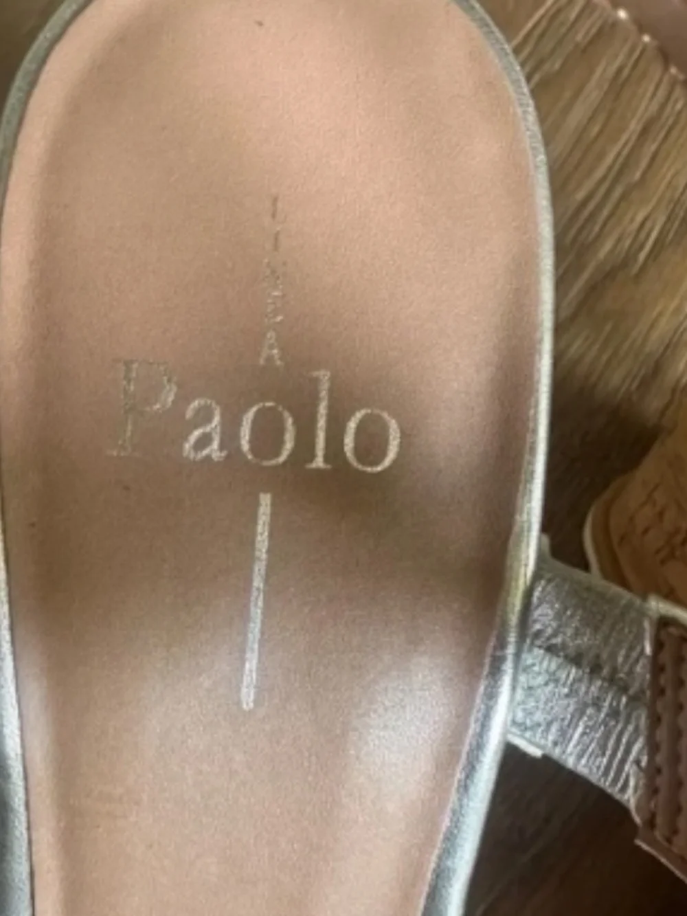 LINEA PAOLO Elara Wedge Sandal Silver Metallic Slingback 3.5